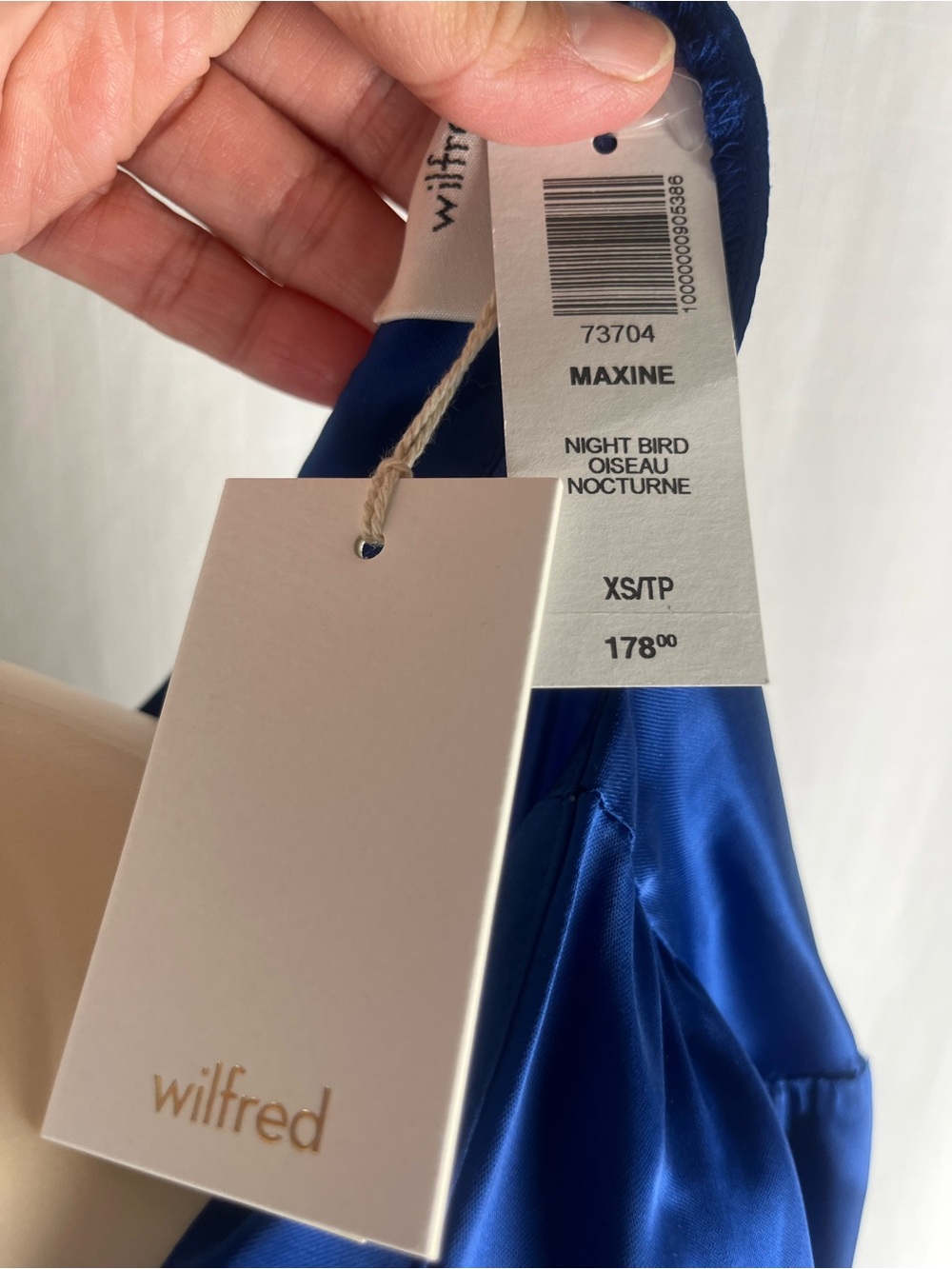 💙Wilfred Royal Blue Satin Long Sleeve Button-Front Midi Dress XS 💙 - Picture 6 of 9